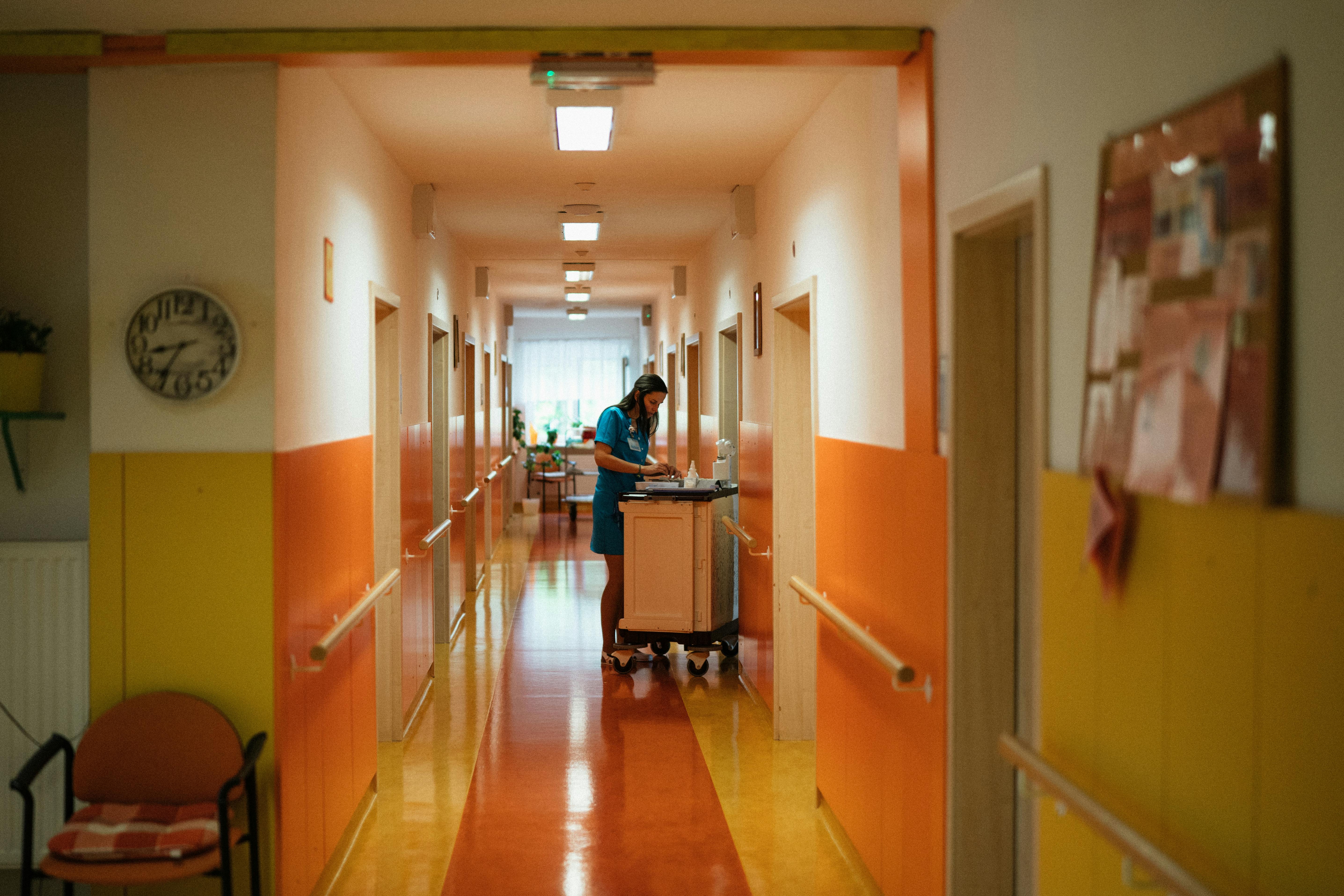 nurse in hospital corridor