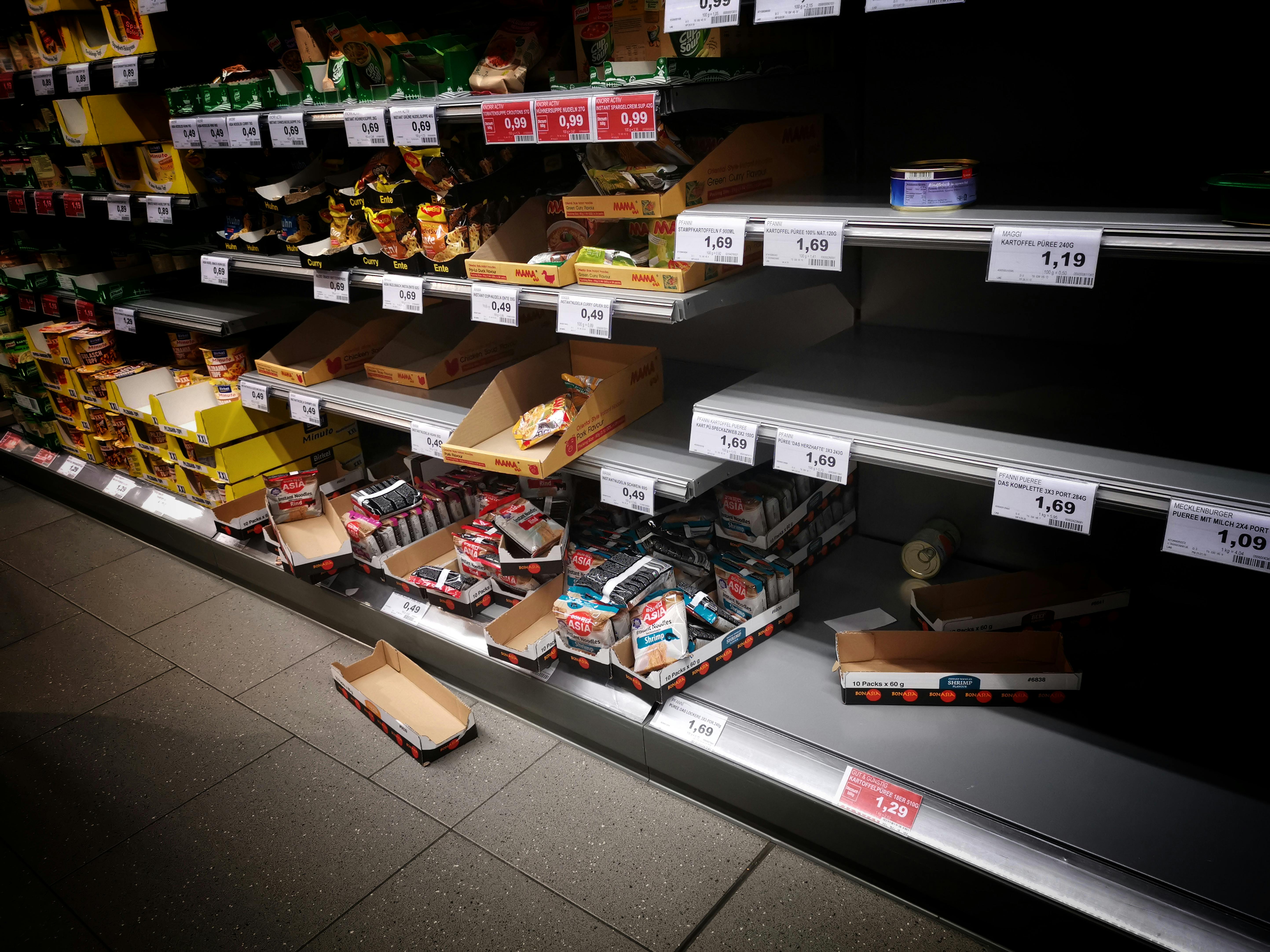 grocery with empty shelves