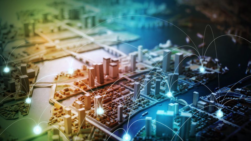 Diorama of a networked city