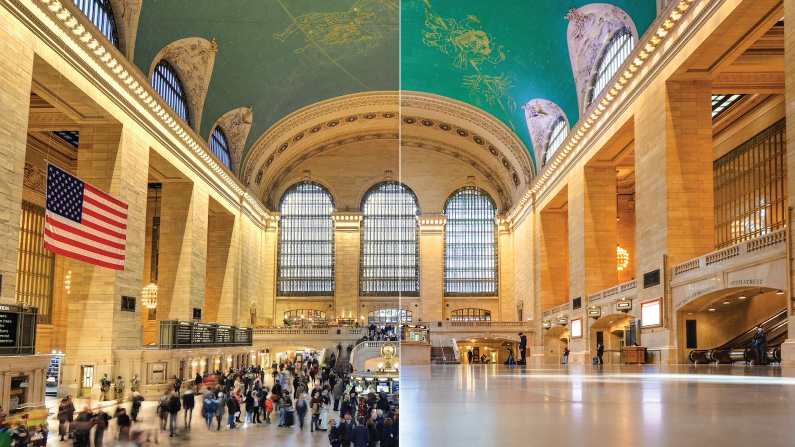 Grand Central Station before and during COVID-19