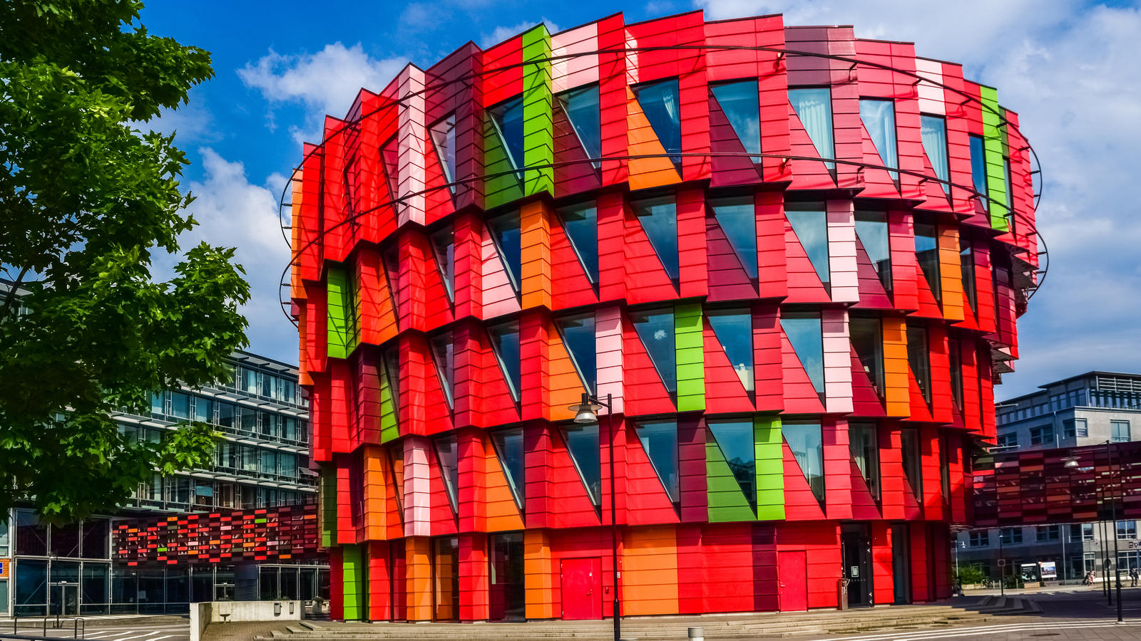 Colorful building with many windows